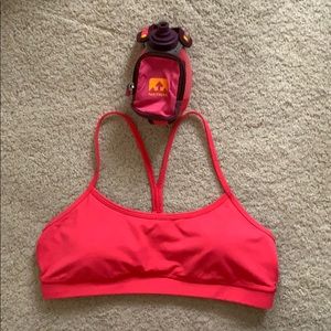 Pink Lululemon padded sports bra.
